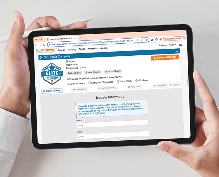 Update Info button location on TruckDown